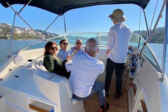 Private tasting in the Douro (1 to 7 people) on a yacht for yourself - Your first sip and the bridge corridor: Infante D. Henrique views